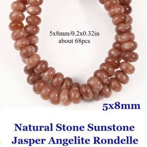 5x8mm Natural Stone Sunstone Jasper Angelite Rondelle  5x8mm